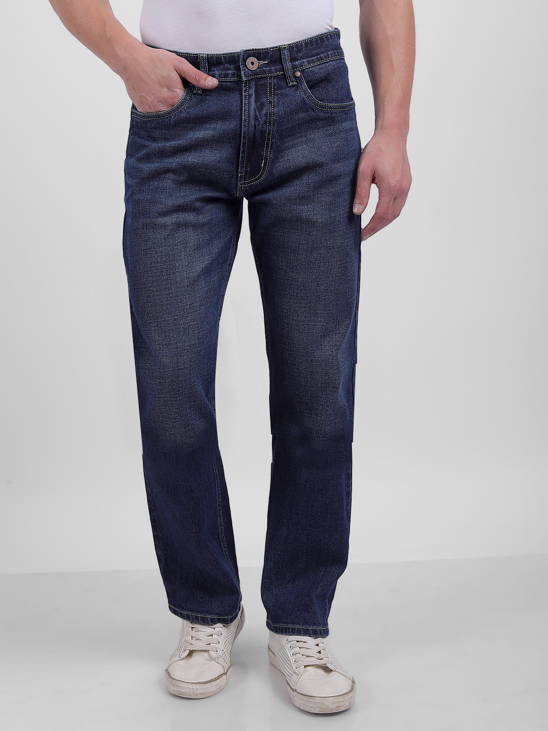 Numero Uno Men Faded Dark Blue Jeans
